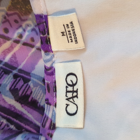 Cato Women's sz M Flutter Sleeves Abstract Purple Print Lined Top - Picture 7 of 7